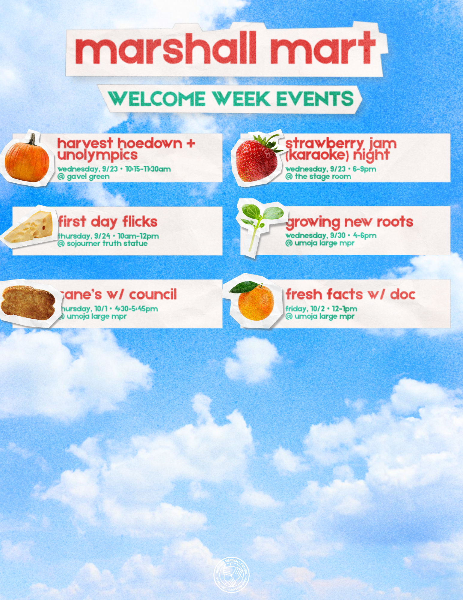 Marshall Welcome Week 2026 Schedule Flyer page 2